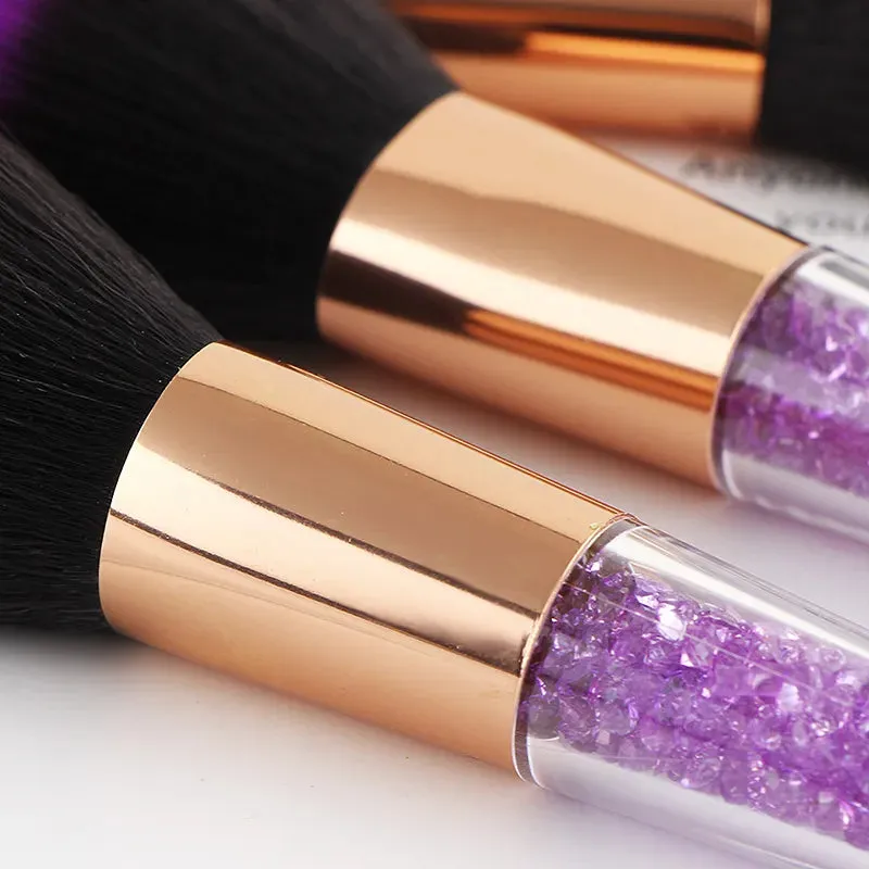 مجموعة فرش المكياج ذات المقابض الكريستالية المكونة من 7 قطع - 7 Pcs Crystal Handle Makeup Brush Set