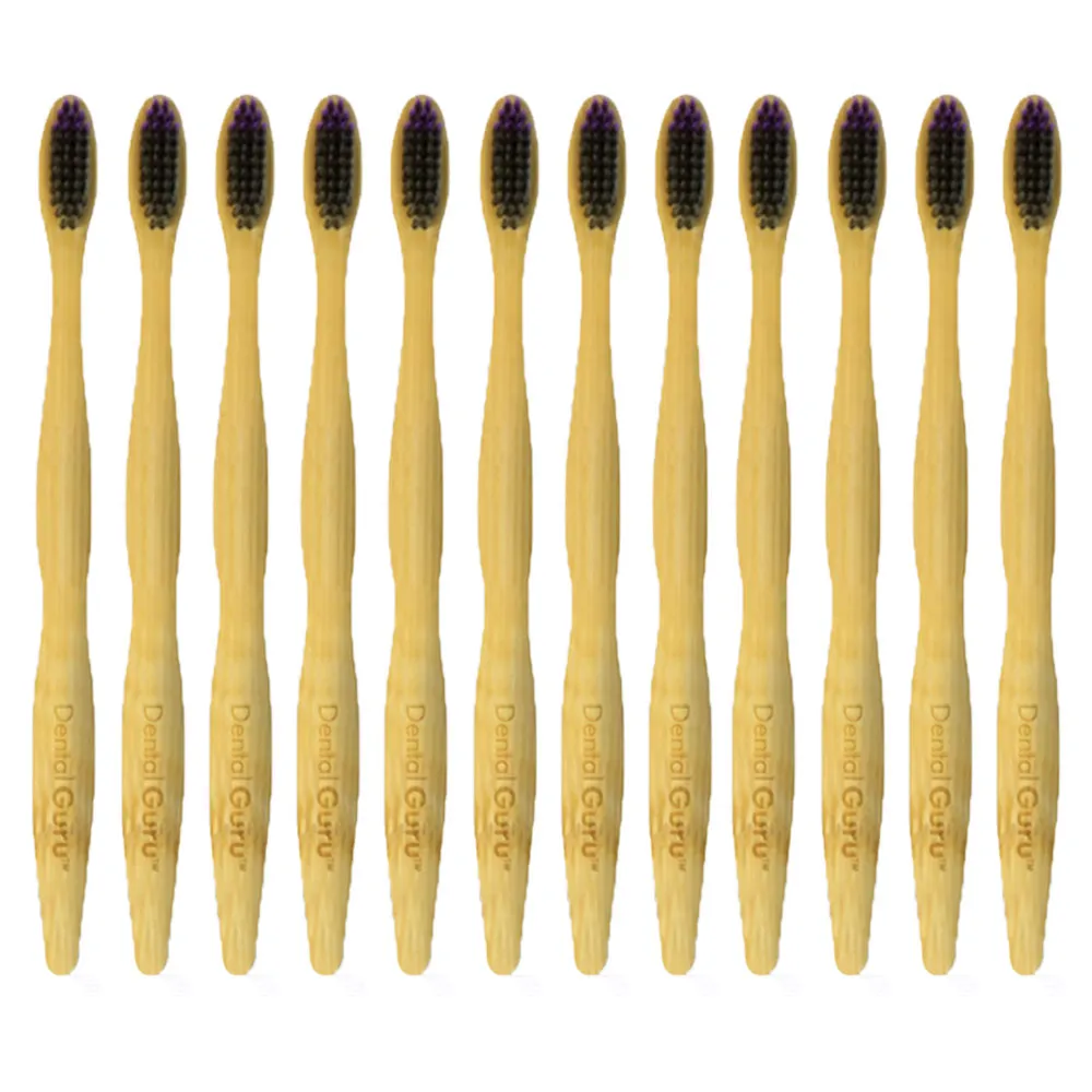 12 X Charcoal Infused Toothbrushes Natural Bamboo Oral Care Soft Bristles Brush