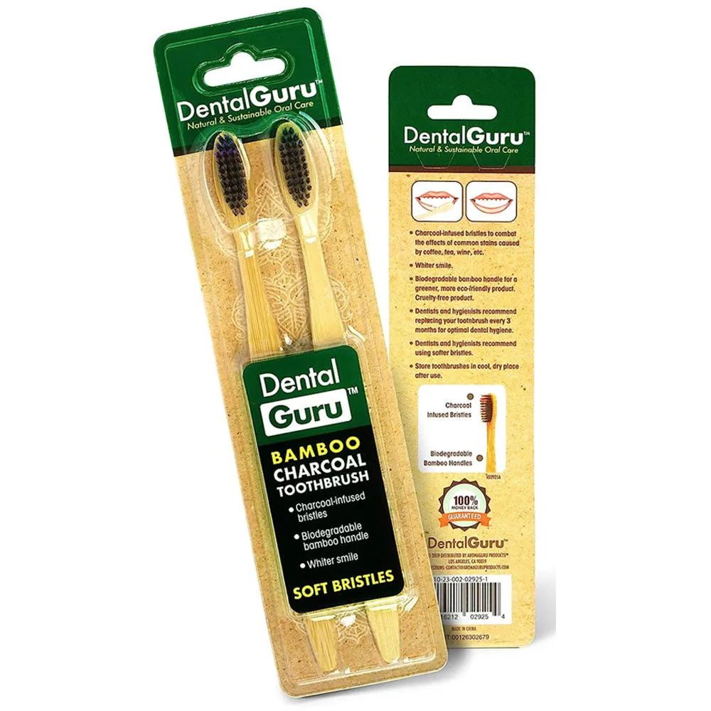 12 X Charcoal Infused Toothbrushes Natural Bamboo Oral Care Soft Bristles Brush