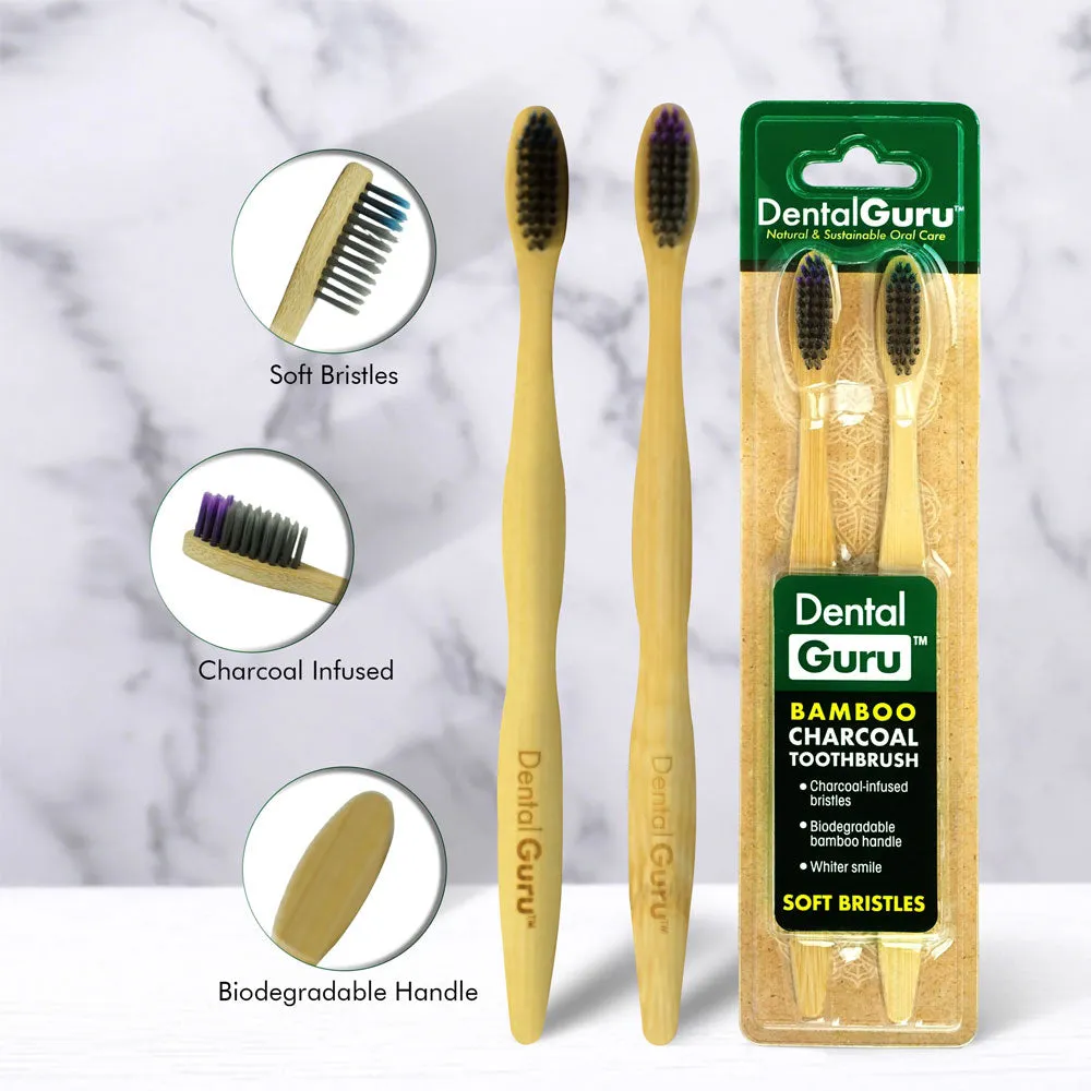 12 X Charcoal Infused Toothbrushes Natural Bamboo Oral Care Soft Bristles Brush