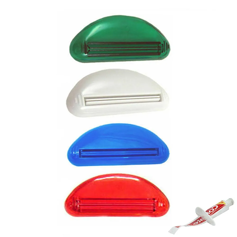 4 PC Plastic Tube Squeezer Toothpaste Dispenser Rotate Holder Rolling Bathroom