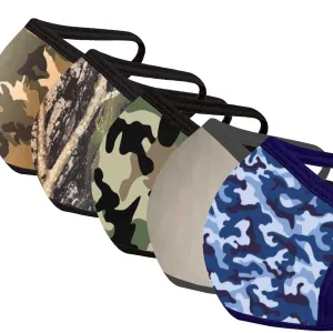 Camo Print Face Mask Five Pack - With pocket for filter