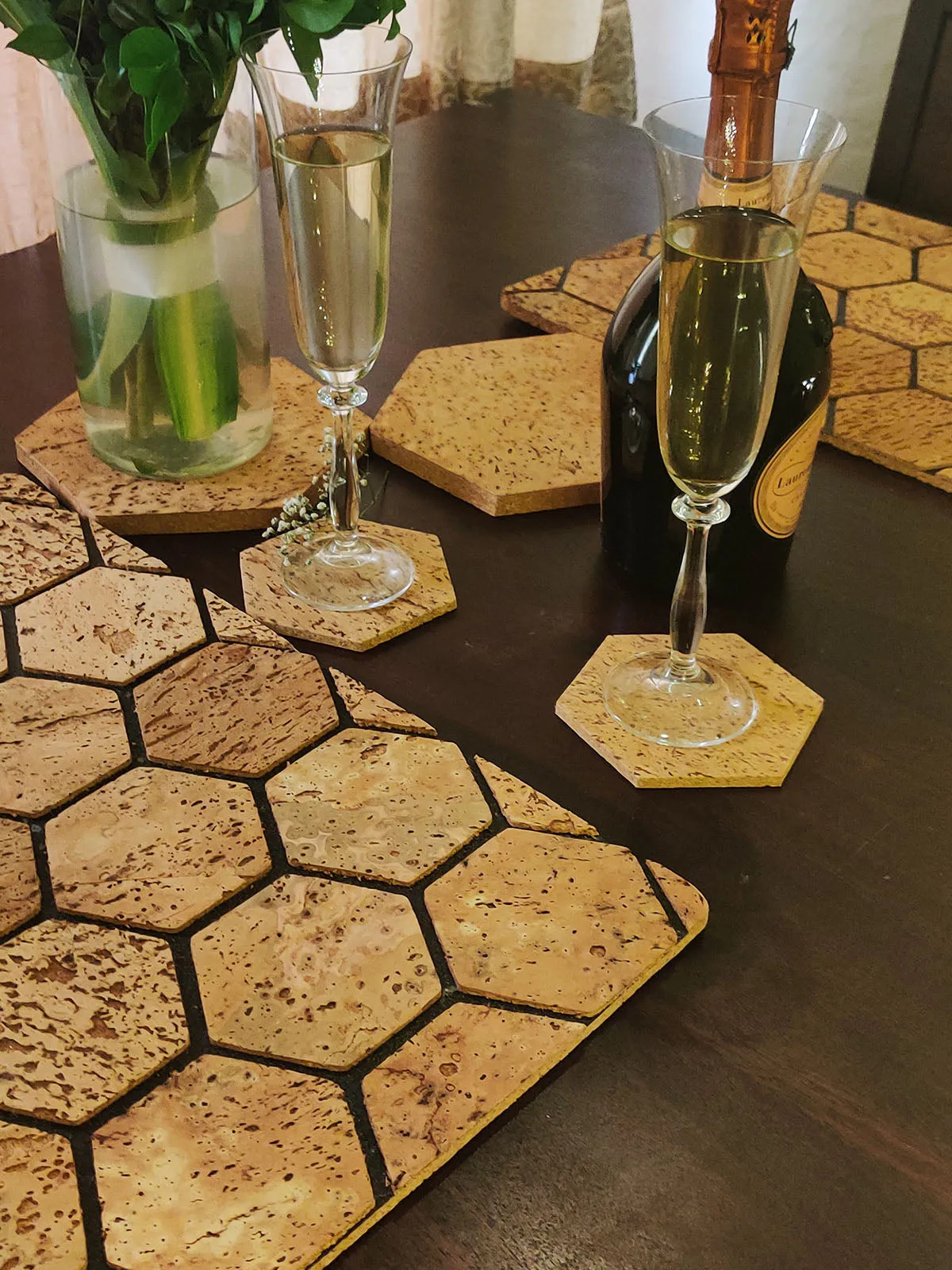 Cork Dinner Table Set Of Coasters Trivets Placemats - 6 Each