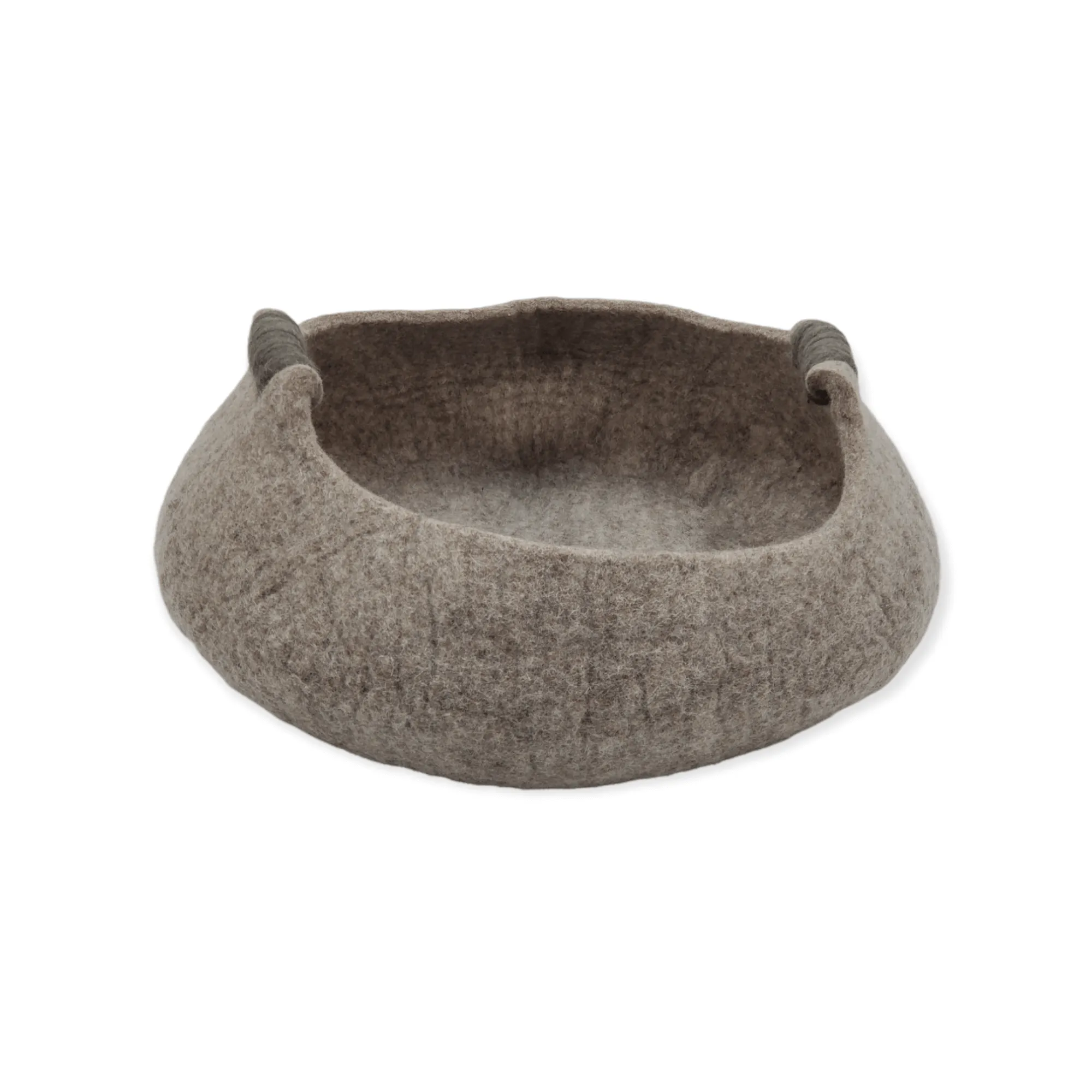 Felt Basket, Light Brown with Dark Brown Handles