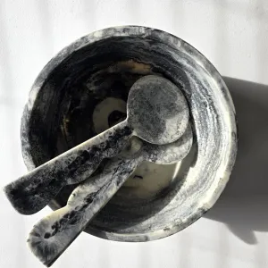 Large Hand Poured Resin Salad Serving Bowl & Server