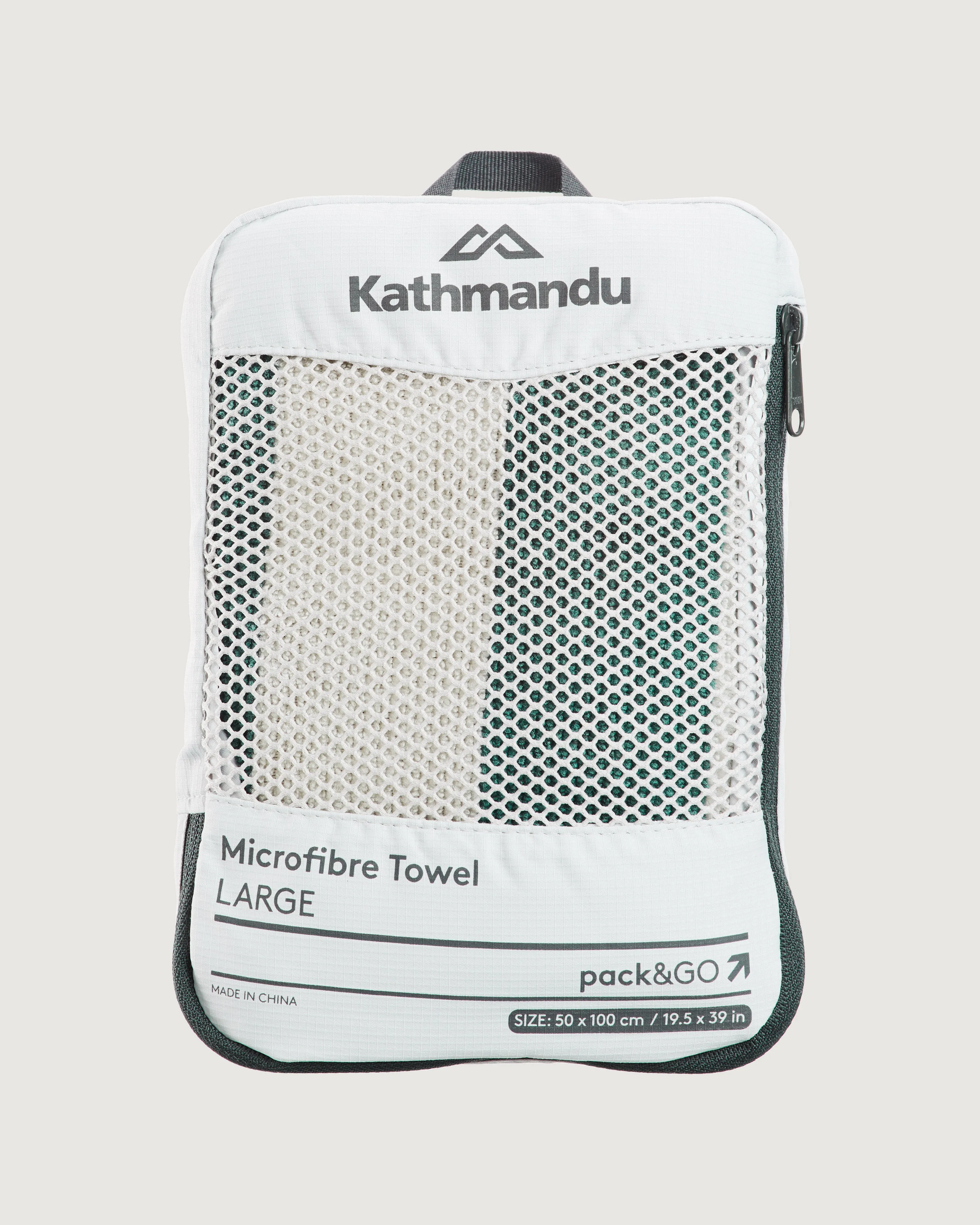 Microfibre Towel Large - Silver Grey/Dark Spruce Stripe