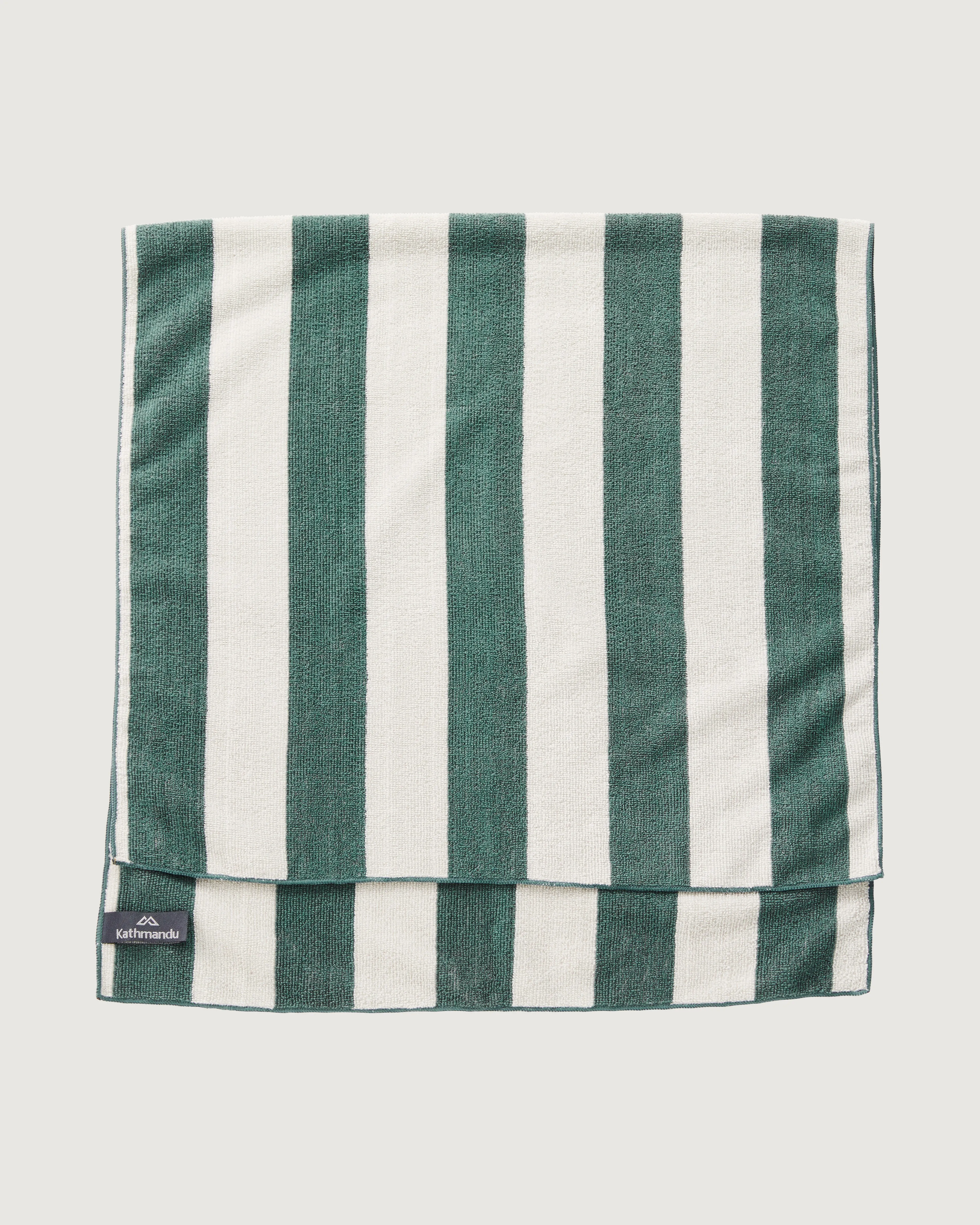 Microfibre Towel Large - Silver Grey/Dark Spruce Stripe