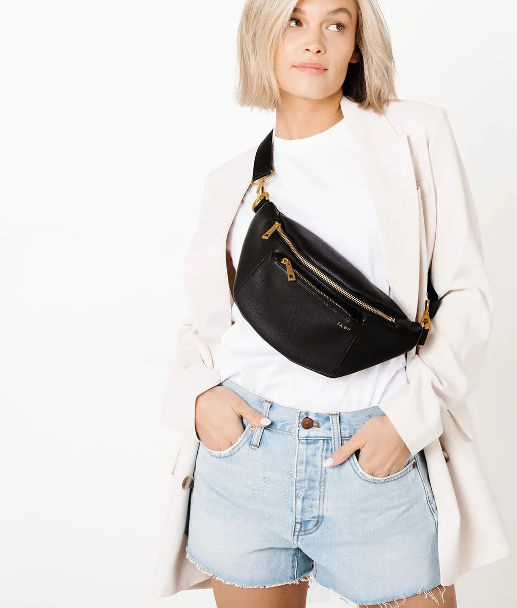 The Fawny Pack - Faux Leather Fanny Pack Crossbody Bag Black