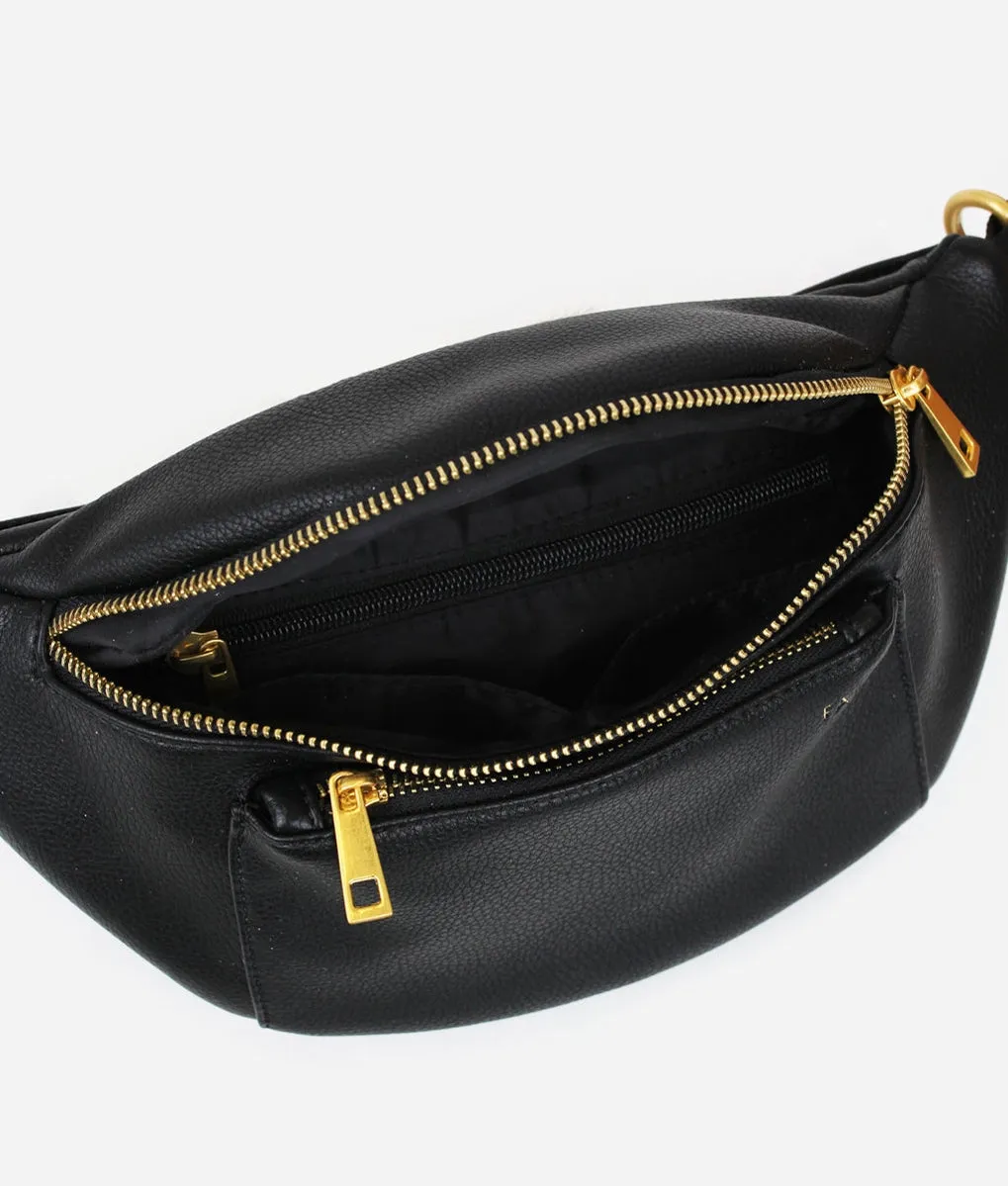 The Fawny Pack - Faux Leather Fanny Pack Crossbody Bag Black