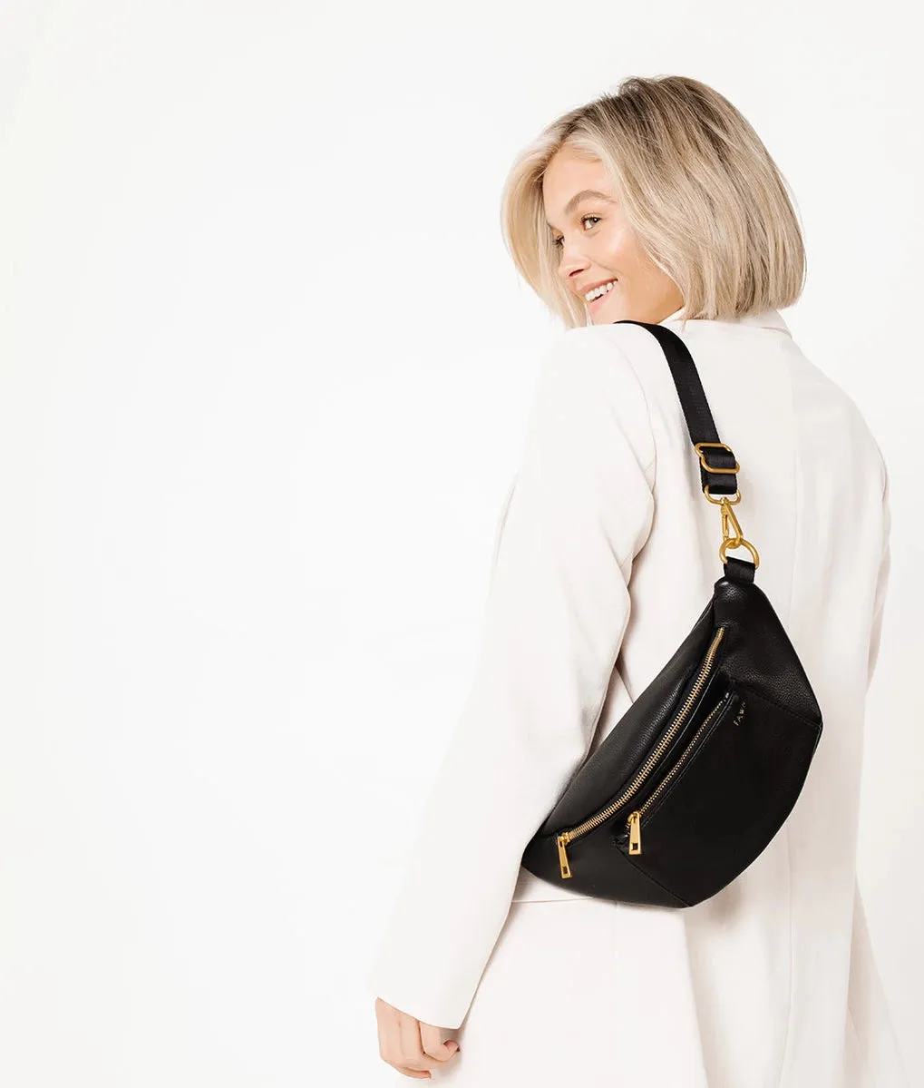 The Fawny Pack - Faux Leather Fanny Pack Crossbody Bag Black
