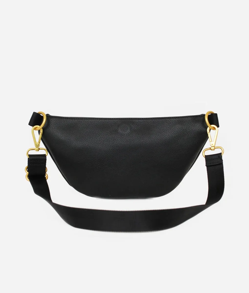 The Fawny Pack - Faux Leather Fanny Pack Crossbody Bag Black